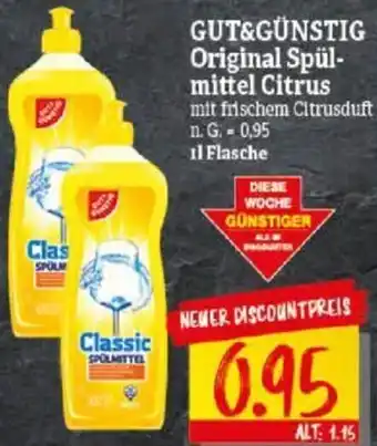 NP Discount GUT&GÜNSTIG Original Spülmittel Citrus 1 L Flasche Angebot