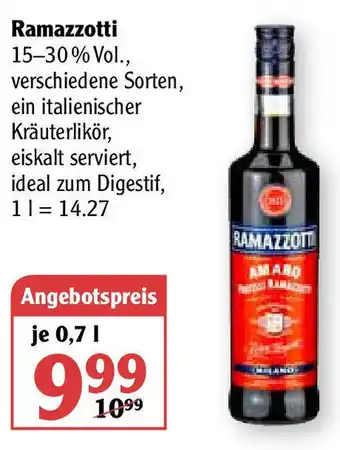 Globus Ramazzotti 0,7 L Angebot