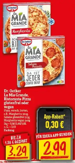 NP Discount Dr. Oetker La Mia Grande, Ristorante Pizza glutenfrei oder vegan Angebot