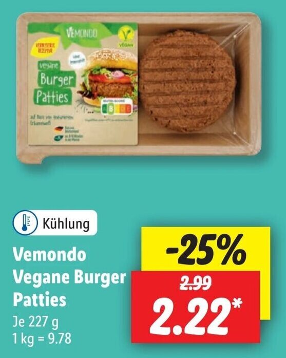 Vemondo Vegane Burger Patties 227 g Angebot bei Lidl
