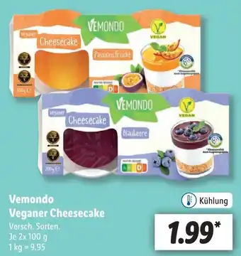 Lidl Vemondo Veganer Cheesecake 2x100 g Angebot