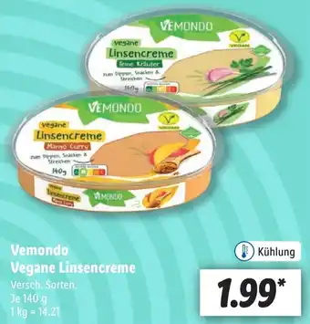 Lidl Vemondo Vegane Linsencreme 140 g Angebot