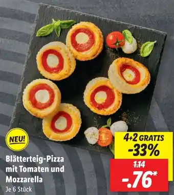 Lidl Blätterteig-Pizza mit Tomaten und Mozzarella 6 Stück Angebot