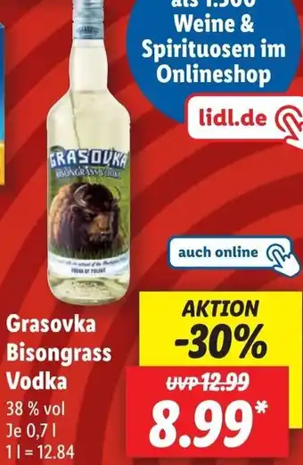 Lidl Grasovka Bisongrass Vodka 0,7 L Angebot