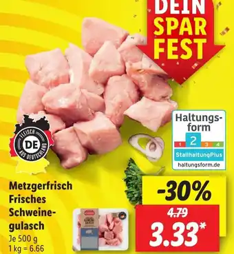 Lidl Metzgerfrisch Frisches Schweinegulasch 500 g Angebot