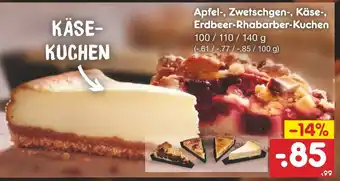 Netto Marken-Discount Apfel, Zwetschgen, Käse, Erdbeer, Rhabarber Kuchen 100/110/140g Angebot