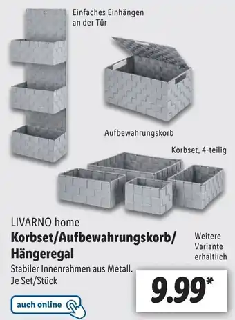 Lidl LIVARNO home Korbset/Aufbewahrungskorb/ Hängeregal Angebot