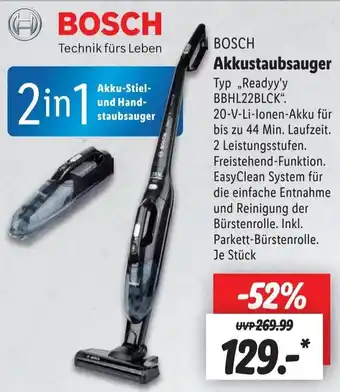 Lidl BOSCH Akkustaubsauger „Readyy'y BBHL22BLCK" Angebot