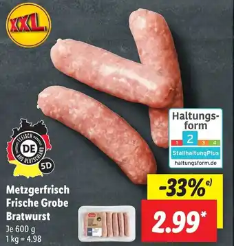 Lidl Metzgerfrisch Frische Grobe Bratwurst 600 g Angebot