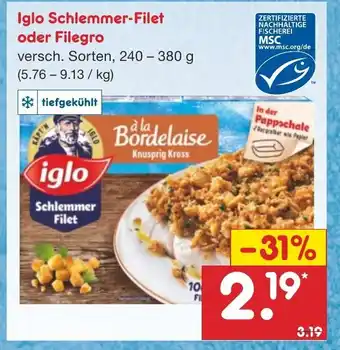 Netto Marken-Discount Iglo Schlemmer Filet oder Filegro 240-380g Angebot