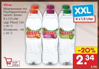 Netto Marken-Discount Vitrex Mineralwasser 6x1,5L Angebot