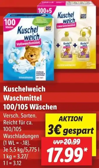 Lidl Kuschelweich Waschmittel 100/105 Wäschen Angebot