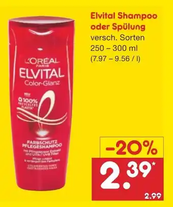 Netto Marken-Discount Elvital Shampoo oder Spülung 250-300ml Angebot