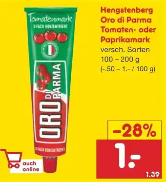 Netto Marken-Discount Hengstenberg Oro di Parma Tomaten oder Paprikamark 100-200g Angebot