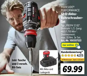 Lidl PARKSIDEⓇ PERFORMANCE 12-V-Akku-Bohrschrauber Set ,,PBSPA 12 B2" Angebot