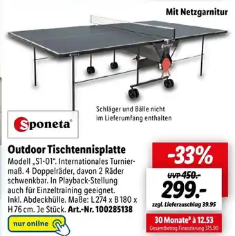 Lidl Sponeta Outdoor Tischtennisplatte ,,S1-01" Angebot