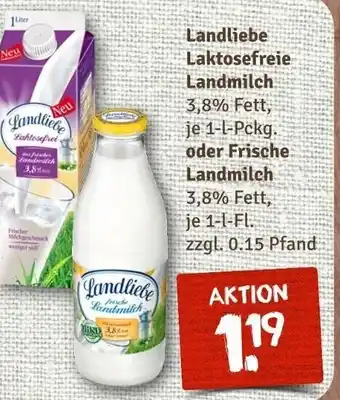 nahkauf Landliebe Laktosefreie Landmilch 3,8% Fett, je 1-l-Pckg. oder Frische Landmilch 3,8% Fett, je 1-l-Fl. Angebot