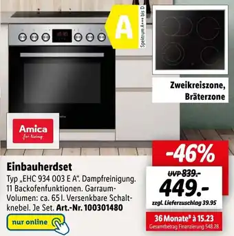 Lidl Amica Einbauherdset ,,EHC 934 003 E A" Angebot