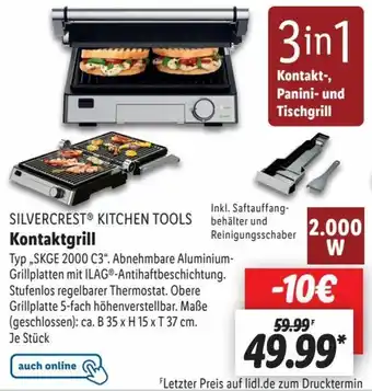 Lidl SILVERCREST KITCHEN TOOLS Kontaktgrill ,,SKGE 2000 C3“ Angebot