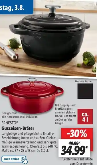 Lidl ERNESTOⓇ Gusseisen-Bräter Angebot