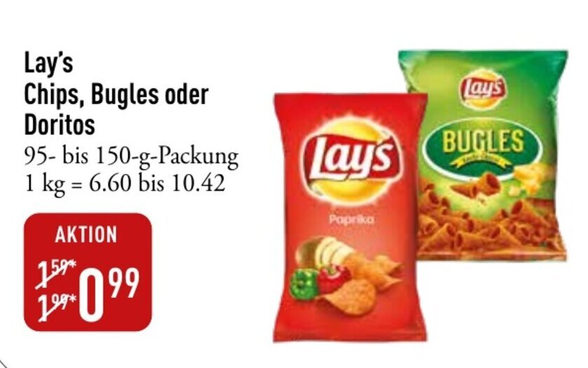 Lay's Chips, Bugles oder Doritos 95150g Angebot bei Galeria Markthalle