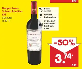 Netto Marken-Discount Doppio Passo Salento Primitivo IGT 0,75L Angebot