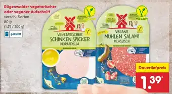 Netto Marken-Discount Rügenwalder vegetarischer oder veganer Aufschnitt 80g Angebot