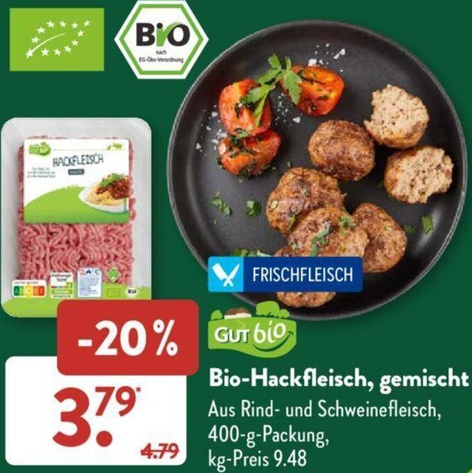 Gut Bio Bio-Hackfleisch, gemischt 400 g Packung Angebot bei Aldi Süd