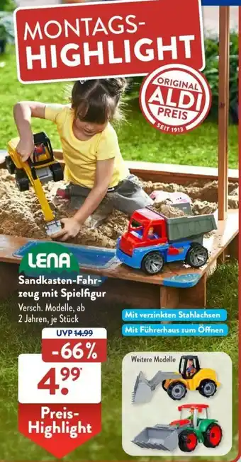 Aldi Süd LENA Sandkasten-Fahrzeug mit Spielfigur Angebot