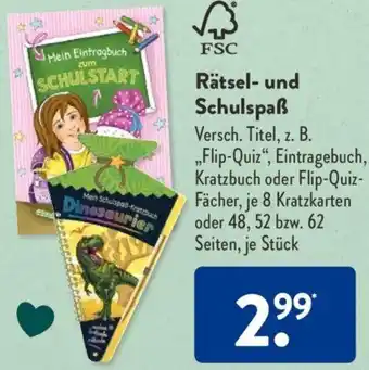 Aldi Süd Rätsel- und Schulspaß Angebot