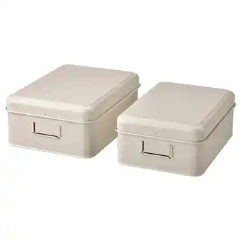 IKEA Plogfåra box mit deckel 2er-set hellbeige Angebot