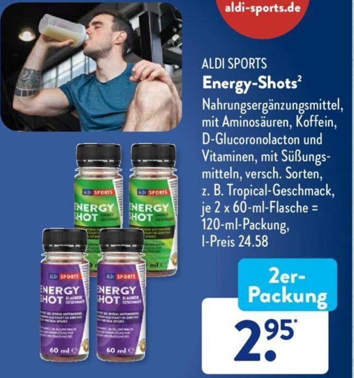 ALDI SPORTS EnergyShots 2erPackung Angebot bei Aldi Süd