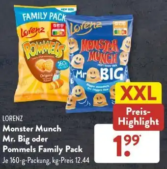 Aldi Süd LORENZ Monster Munch Mr. Big oder Pommels Family Pack 160 g Packung Angebot