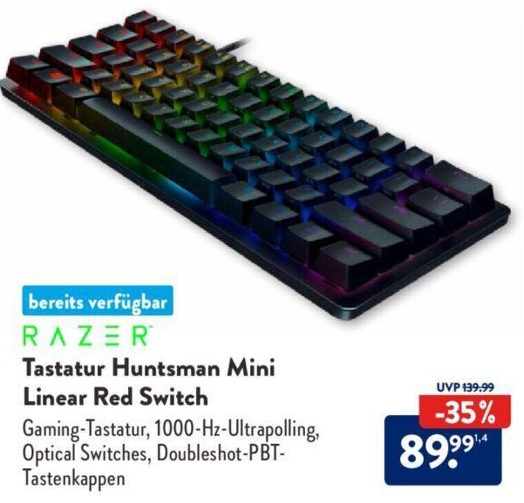 RAZER Tastatur Huntsman Mini Linear Red Switch Angebot bei Aldi Süd