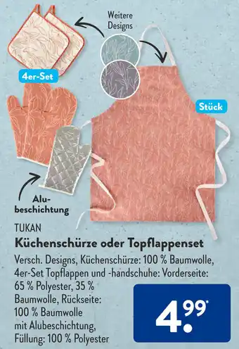 Aldi Süd TUKAN Küchenschürze oder Topflappenset Angebot