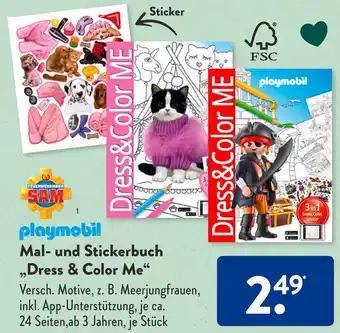 Aldi Süd playmobil Mal- und Stickerbuch ,,Dress & Color Me" Angebot