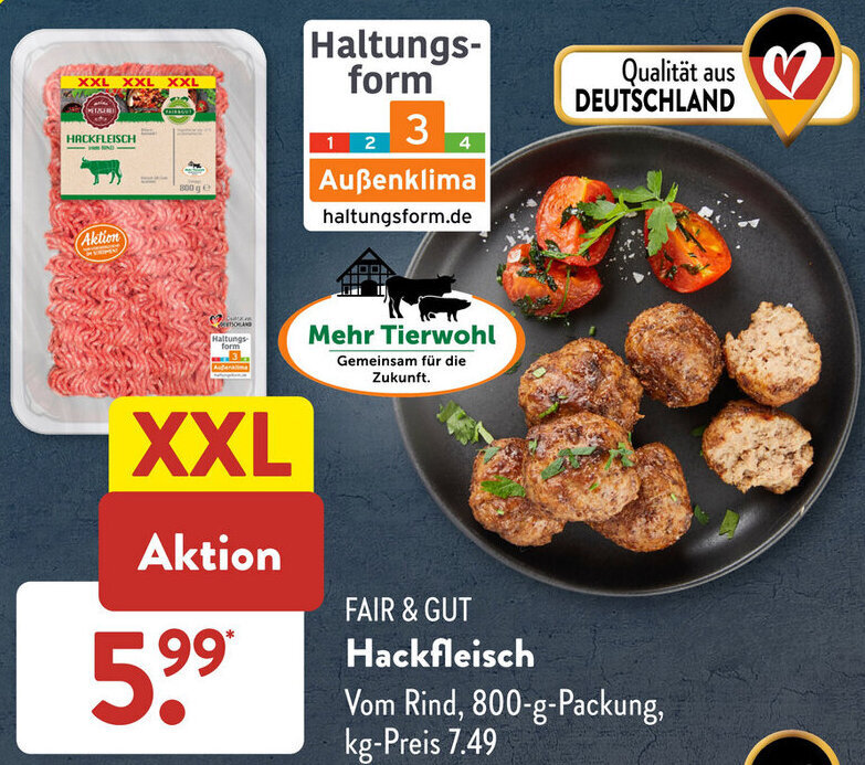 FAIR & GUT Hackfleisch 800 g Packung Angebot bei Aldi Süd