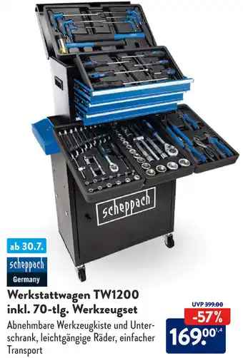 Aldi Süd scheppach Werkstattwagen TW1200 inkl. 70-tlg. Werkzeugset Angebot