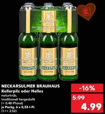 Kaufland NECKARSULMER BRAUHAUS Kellerpils oder Helles Packg. 6x0,33 L-Fl. Angebot