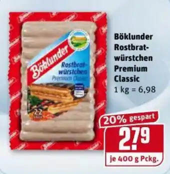 REWE Kaufpark Böklunder Rostbratwürstchen Premium Classic 400g Angebot