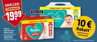 REWE Kaufpark Pampers Baby Dry Pants Größe 5 Junior oder Baby Dry Größe 4 Maxi Angebot