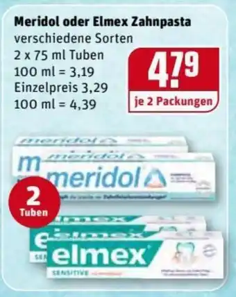 REWE Kaufpark Meridol oder Elmex Zahnpasta 2x75ml Angebot