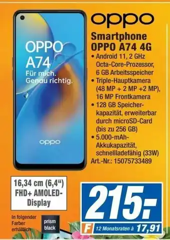 Expert Oppo Smartphone A74 4G Angebot