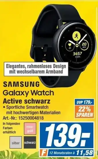 Expert Samsung Galaxy Watch Active schwarz Angebot