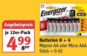 Globus Batterien 8+4 Angebot