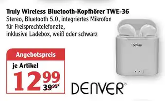 Globus Denver Truly Wireless Bluetooth Kopfhörer TWE 36 Angebot