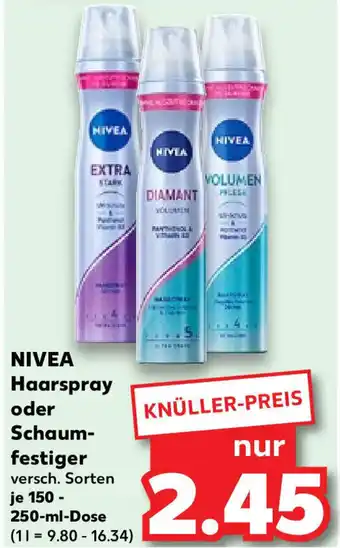 Kaufland NIVEA Haarspray oder Schaumfestiger 150-250 ml Dose Angebot