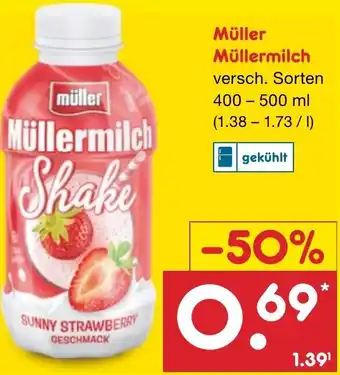 Netto Marken-Discount Müller Müllermilch 400-500 ml Angebot