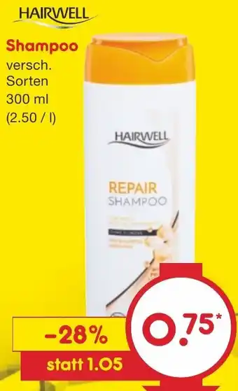 Netto Marken-Discount HAIRWELL Shampoo 300 ml Angebot