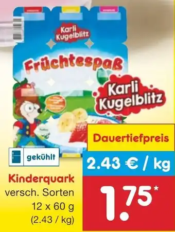 Netto Marken-Discount Karli Kugelblitz Kinderquark 12x60 g Angebot